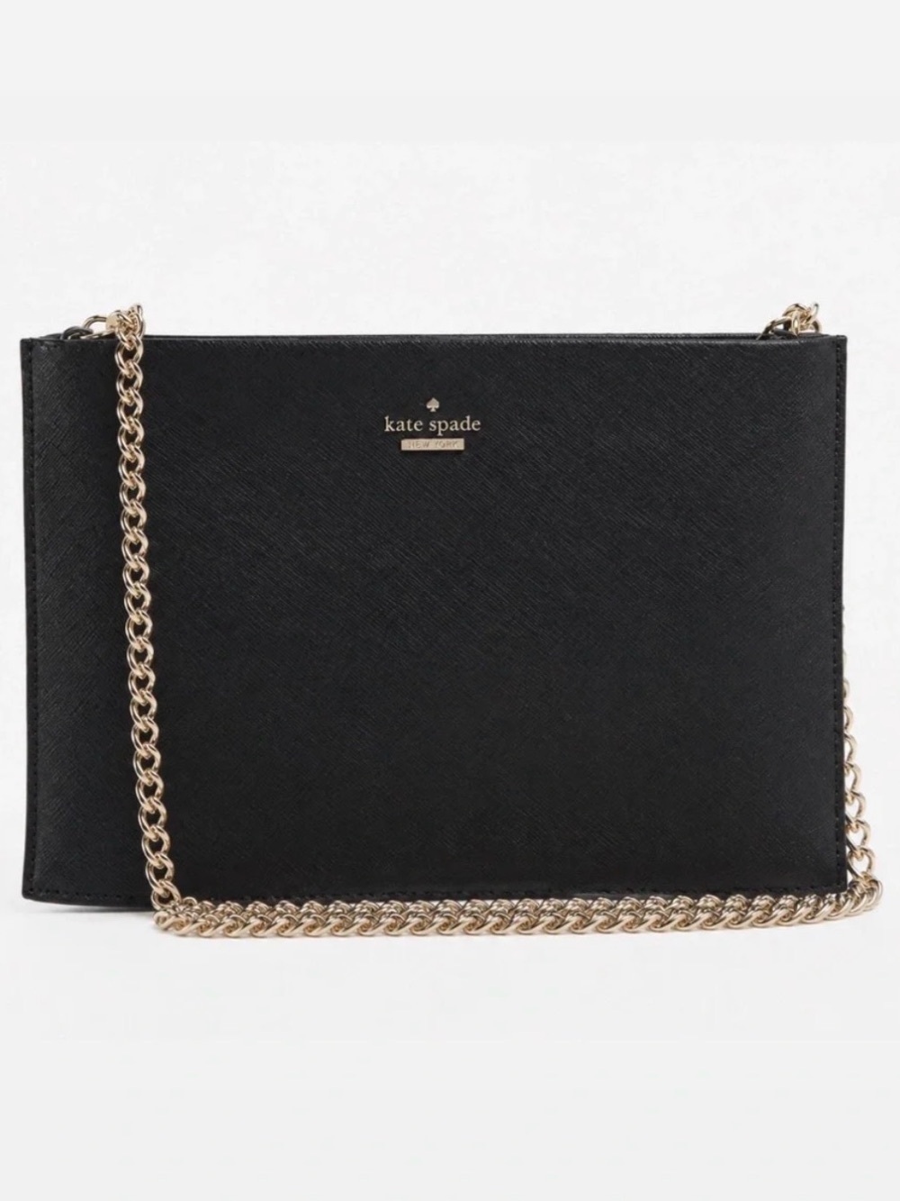 kate spade Black Saffiano Leather Chain Shoulder Crossbody